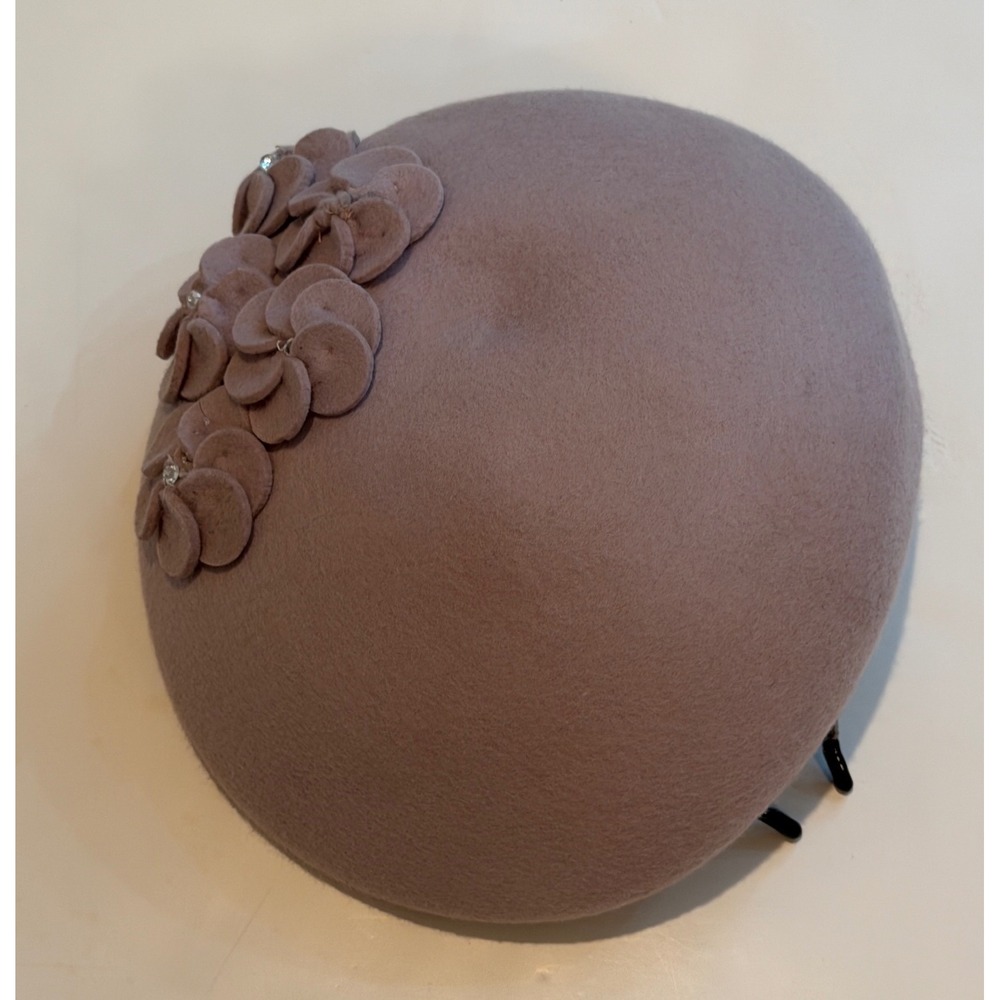 Mayoral Girls Wool Blend Beret Hat Pink Floral Rhinestone Headband Size 56